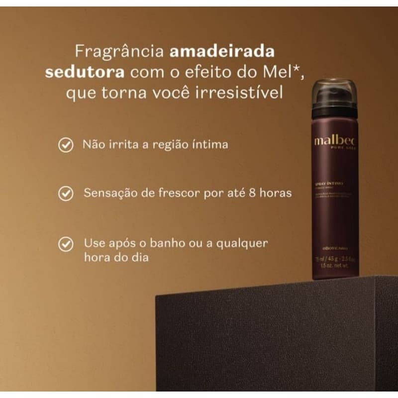 Malbec Pure Gold - Spray Íntimo  refrescante de O Boticário