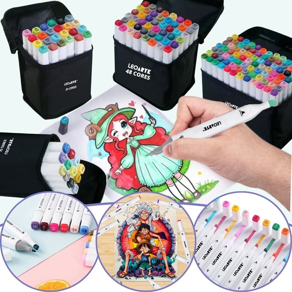 KIT 12/24/48/96 Estojo Caneta Marcadores TOUCH Ponta Dupla Dual Tip Boobie Goods