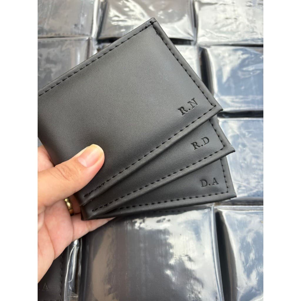 Kit 12 Unidades Carteira Masculina Slim Personalizada Com Iniciais Em Couro Sintetico