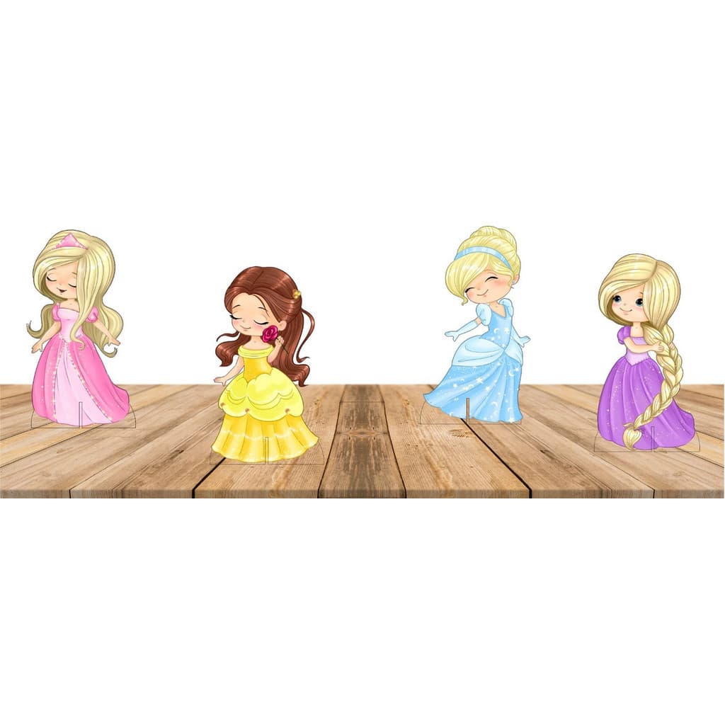 Kit Display Princesas Aquarela Baby Cute 4 Peças, Totens