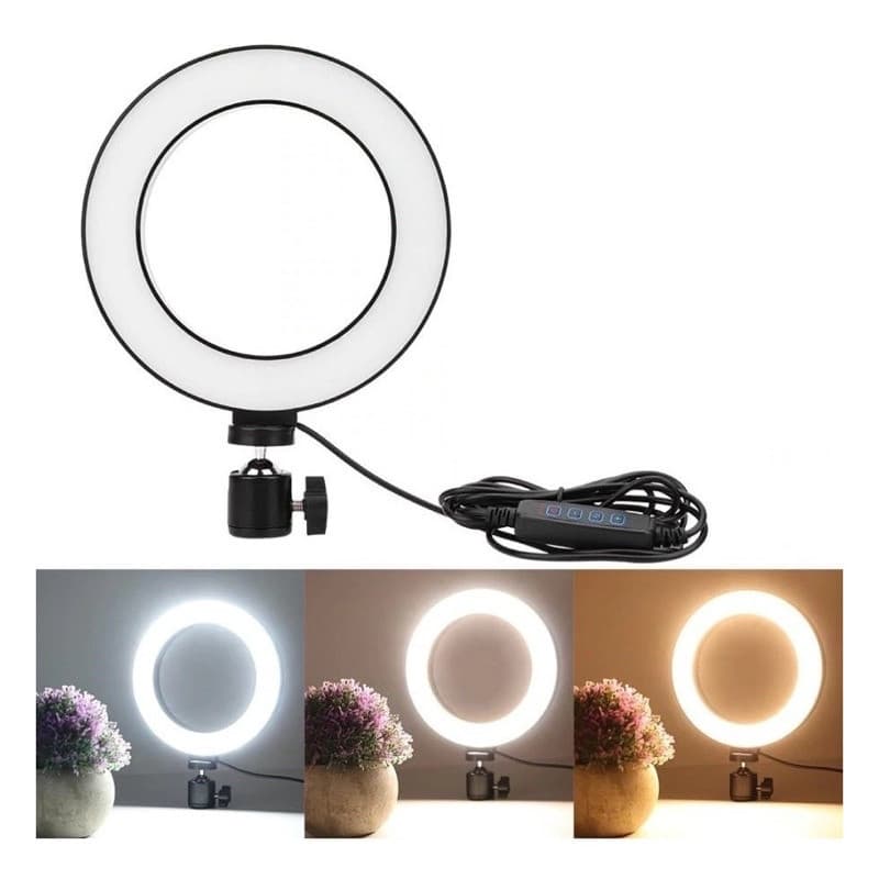 Ring Light de Mesa Blogueira Portátil Luminária De Led 6 Polegadas + Tripé De 16 Cm Right