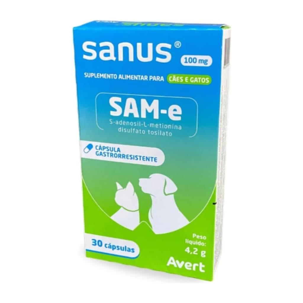Sanus 100Mg 30 Cápsulas Suplemento Para Cães e Gatos - Avert