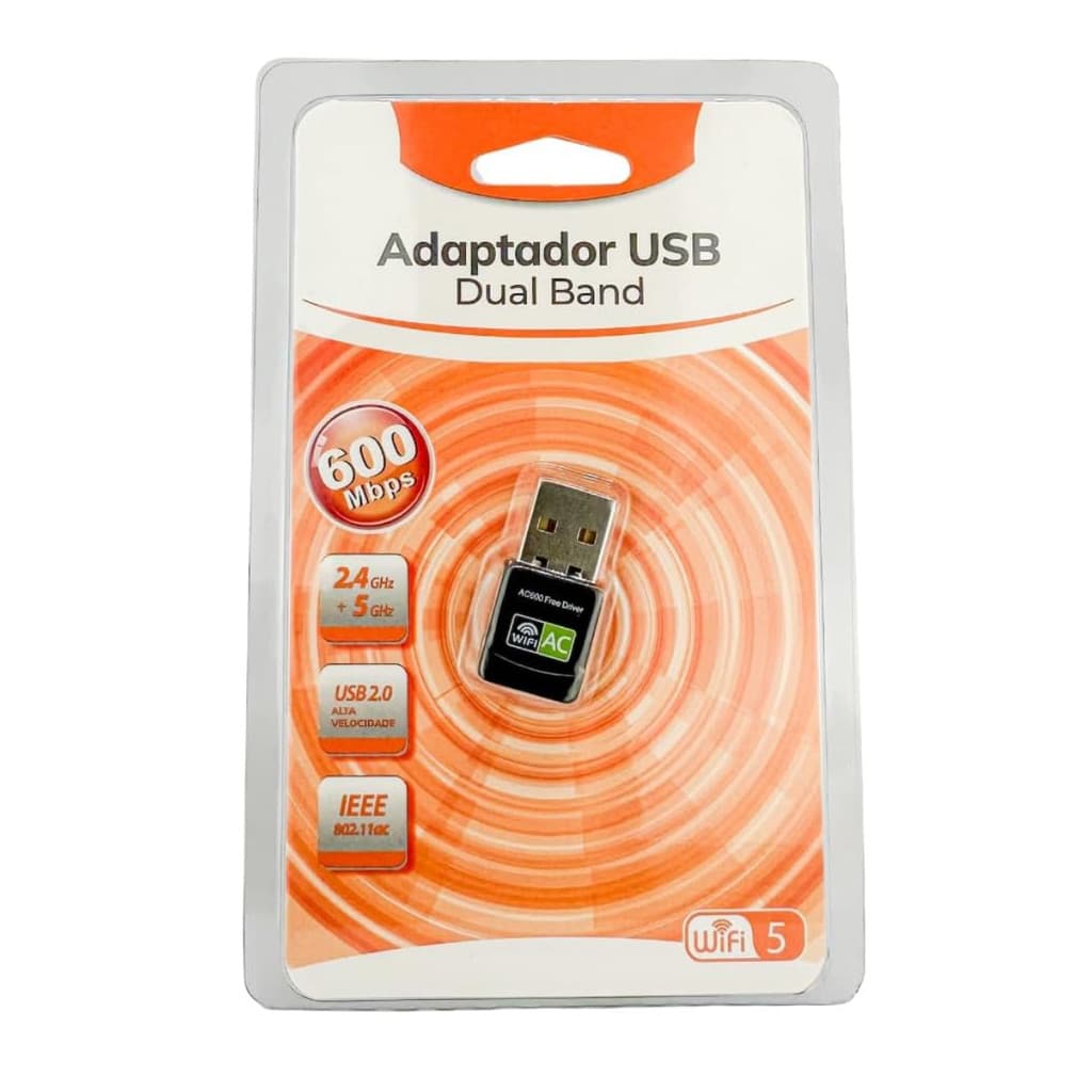 Adaptador Wifi Dual Band USB 2.0 2.4GHz + 5GHz 600Mbps