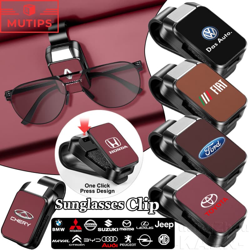 【MUTIPS】Clipe De Óculos De Sol Para Carro , Suporte Estojo De Armazenamento