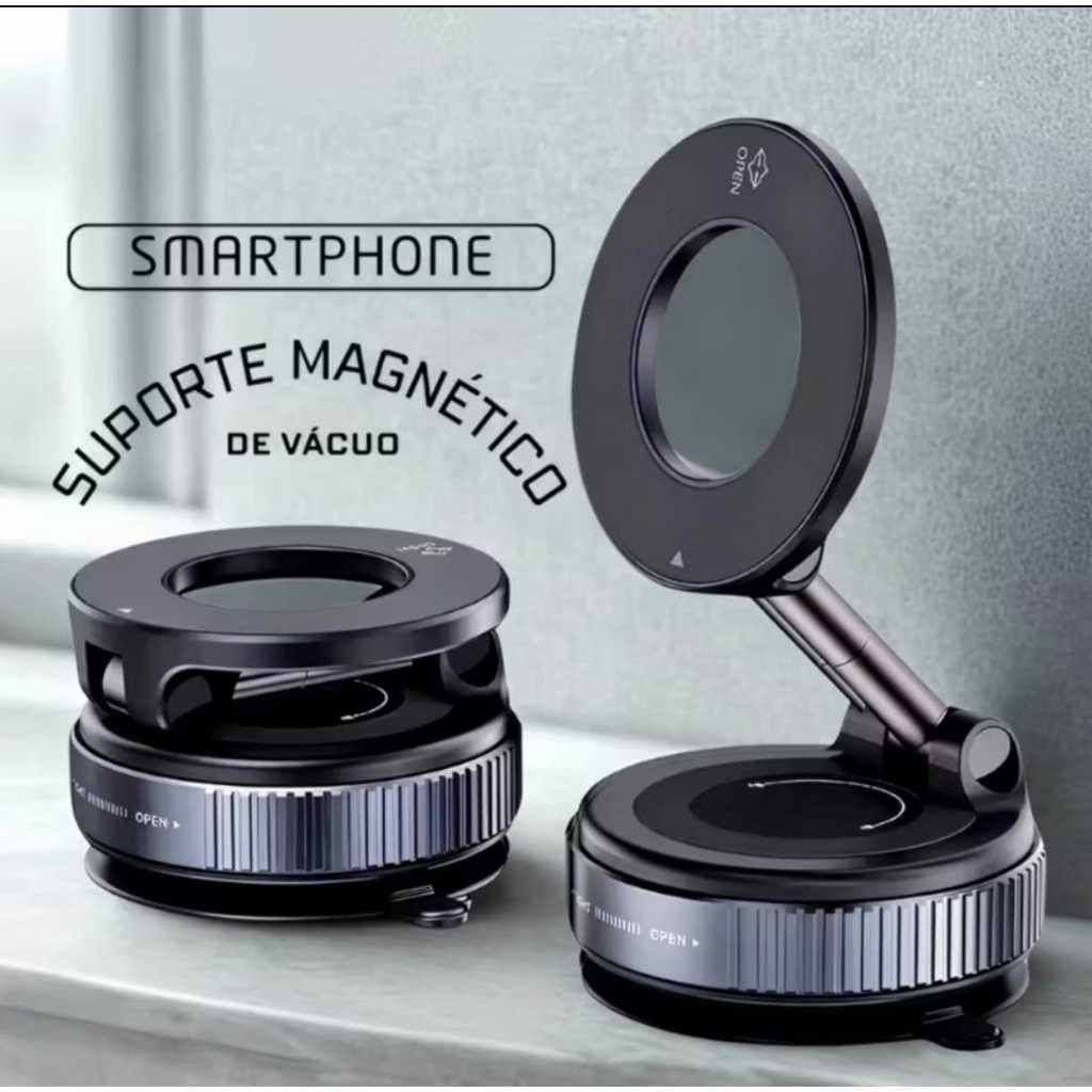 Suporte Celular Magnético Veicular Ventosa Sucção Automotivo 360° Portátil