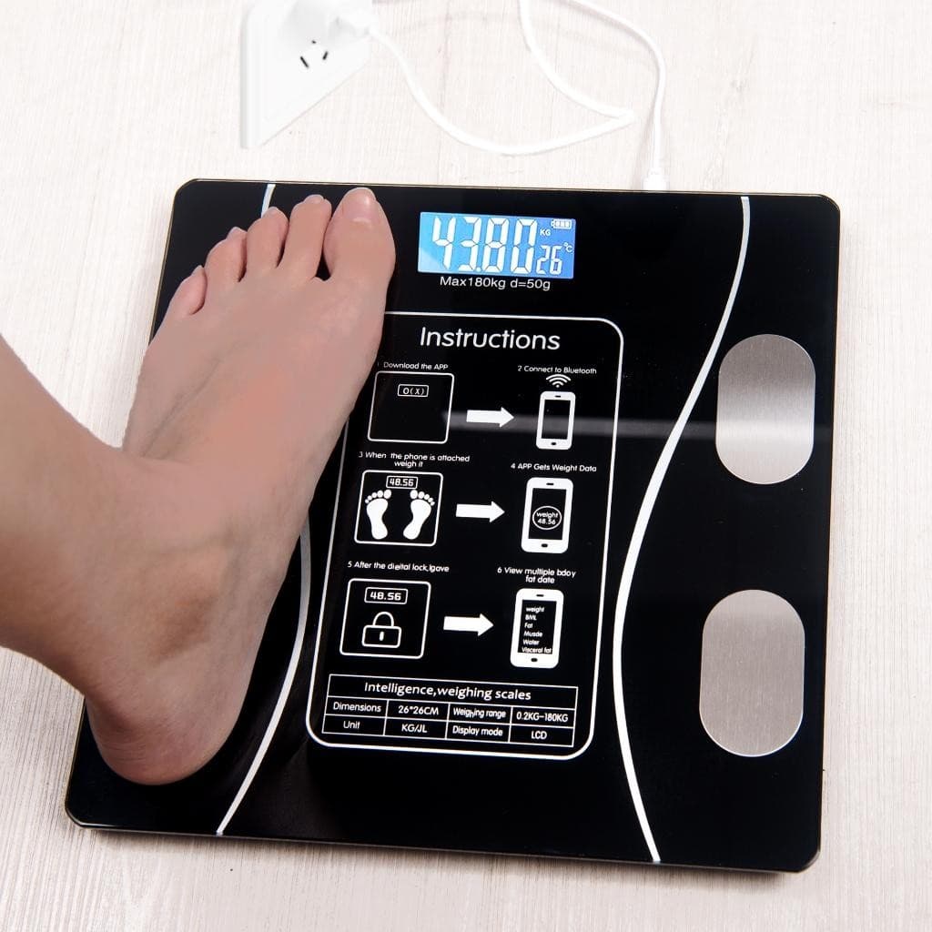 "Balança Digital de Bioimpedância Corporal para Casa com Tela LED — Capacidade até 180kg (Balança Eletrônica)"