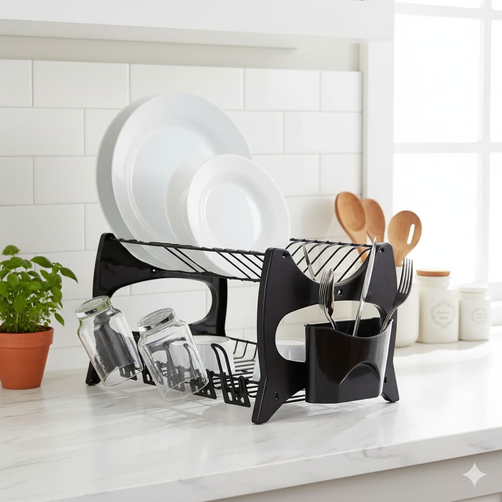 Escorredor De Louça Florença Cozinha Aramado Com Porta Copo Talher 02 Andares