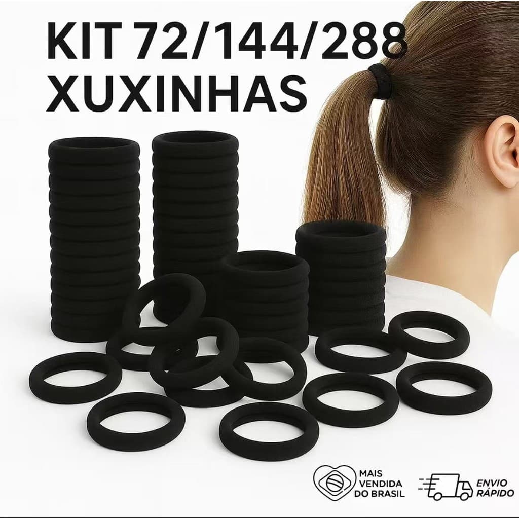 Kit 72/144/288 Elásticos de Cabelo Xuxinha Rabicó