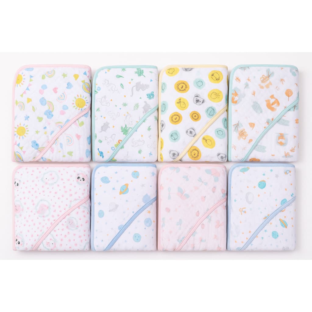 Toalha Banho Soft de Bebê Karinho 80x80cm 100% Algodão, Super Macia e Absorvente Estampas Divertidas