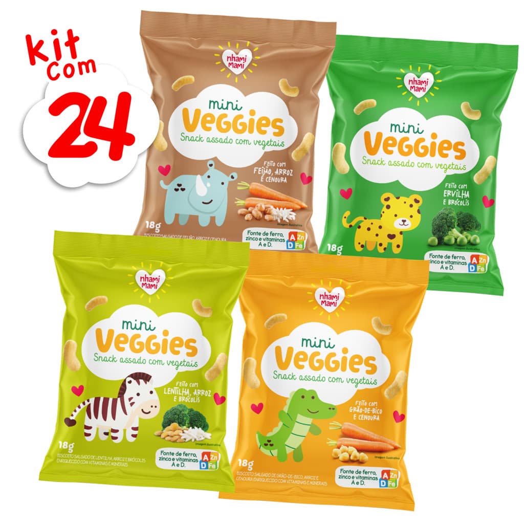 Kit 24 und Mini Veggie Snack Integral todos os sabores - 18g