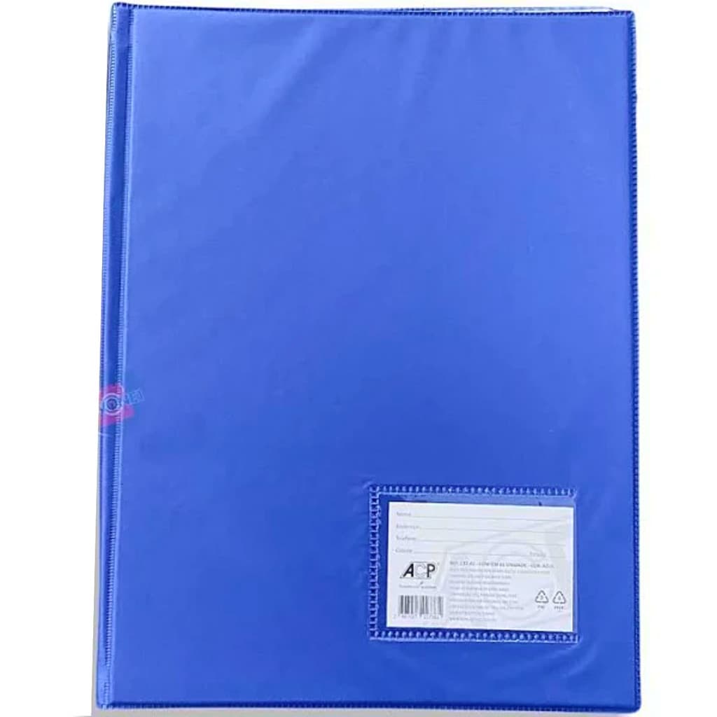 Pasta Catálogo com 50 Plásticos Finos Azul- ACP