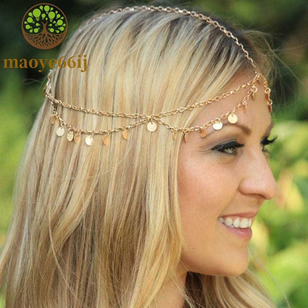 MAOYE66 Corrente De Testa De Cristal Moda Argola De Cabelo Noiva Hanfu Headwear Tiaras De Dança Do Ventre Lua Oca Para C
