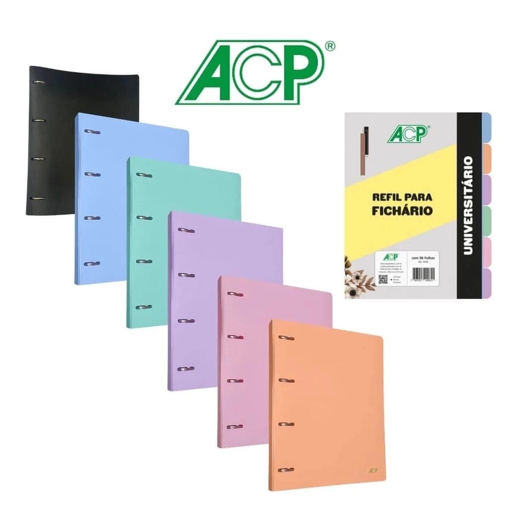 Kit Fichário Sweet A4 ACP + 96 Folhas + 6 Divisórias
