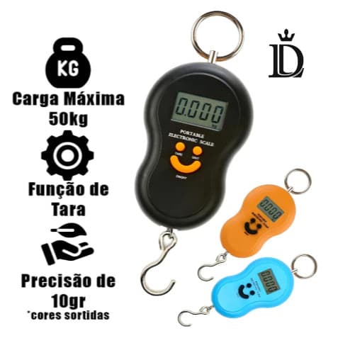 Balança Digital Portátil Reforçada Multiuso Suporta Até 50Kg Varias cores