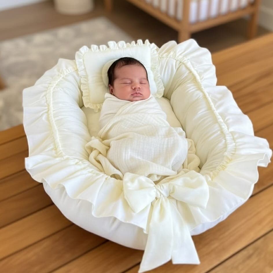 Ninho Redutor De Berço Para Bebê Com Laço E Travesseiro modelador/Meninas/Meninos/ Várias Cores