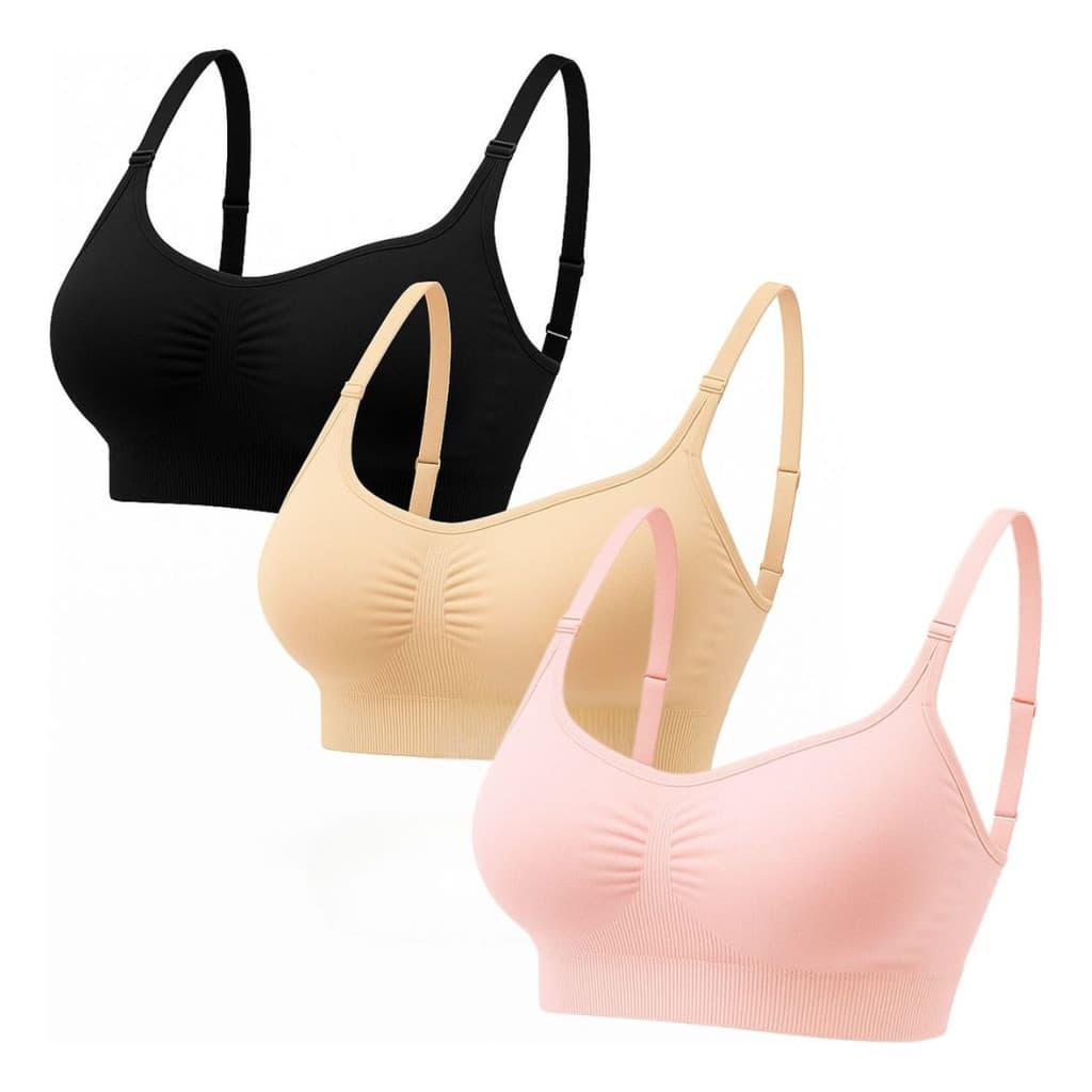 Kit 3 Top Sutiã Feminino Sensual Fitness com Alça e Fecho Ajustável | Bojo Removível Premium
