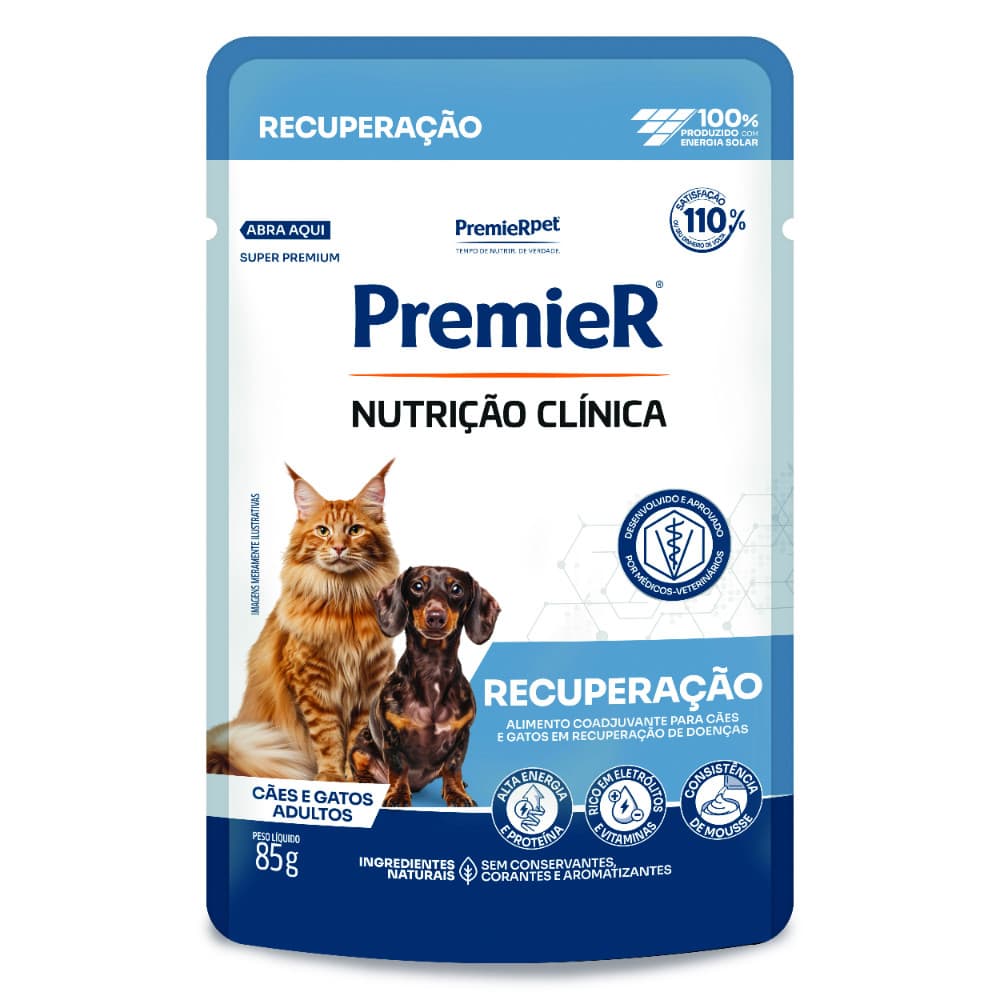 Ração Úmida Premier Sachê Nutrição Clínica Recuperação Para Cães e Gatos Adultos 85g