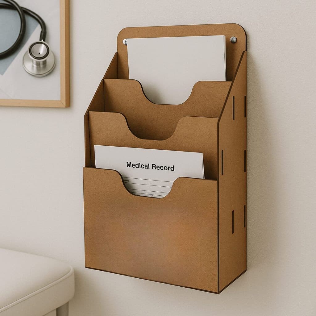 Porta Prontuario e Documentos A4/ organizador para folhas sulfite A4 Com 3 Baias Em Mdf