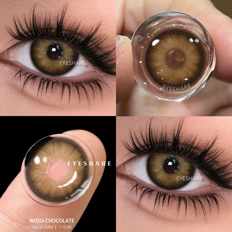 EYESHARE chocolate Marrom natural 1 Par De Lentes De Contato Coloridas Com Estojo Para Uso Anual Alunos De Beleza Envio