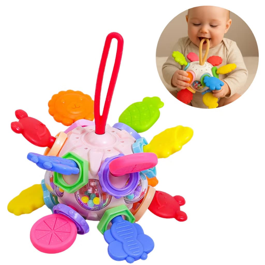 Mordedor Chocalho Bebê Bola Sensorial Massageador Maxi Baby