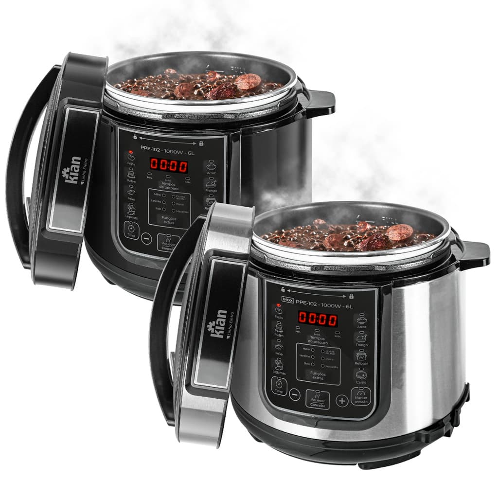 Panela De Pressão Eletrica Digital Para Cozimento Casa Cozinha Aço Inox Resistente 6L 900W - Kian