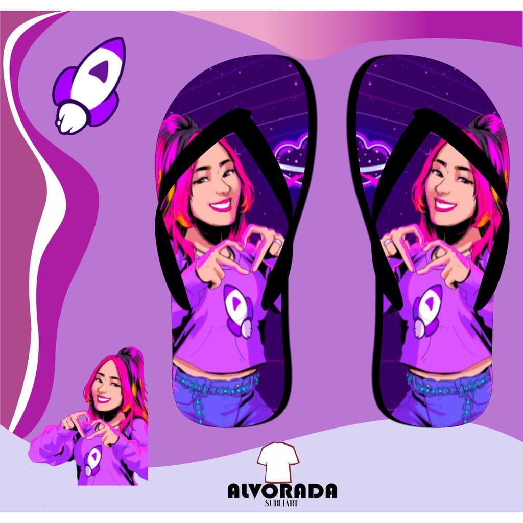 Sandalia Chinelo Katlen Katlenof Ketlen Personalizado Menina Personagem Youtuber Adulto Infantil