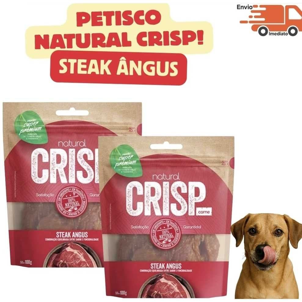 PETISCO NATURAL CRISP STEAK ÂNGUS 100GR SABOR CARNE PARA CÃES CACHORRO PROMOÇÃO