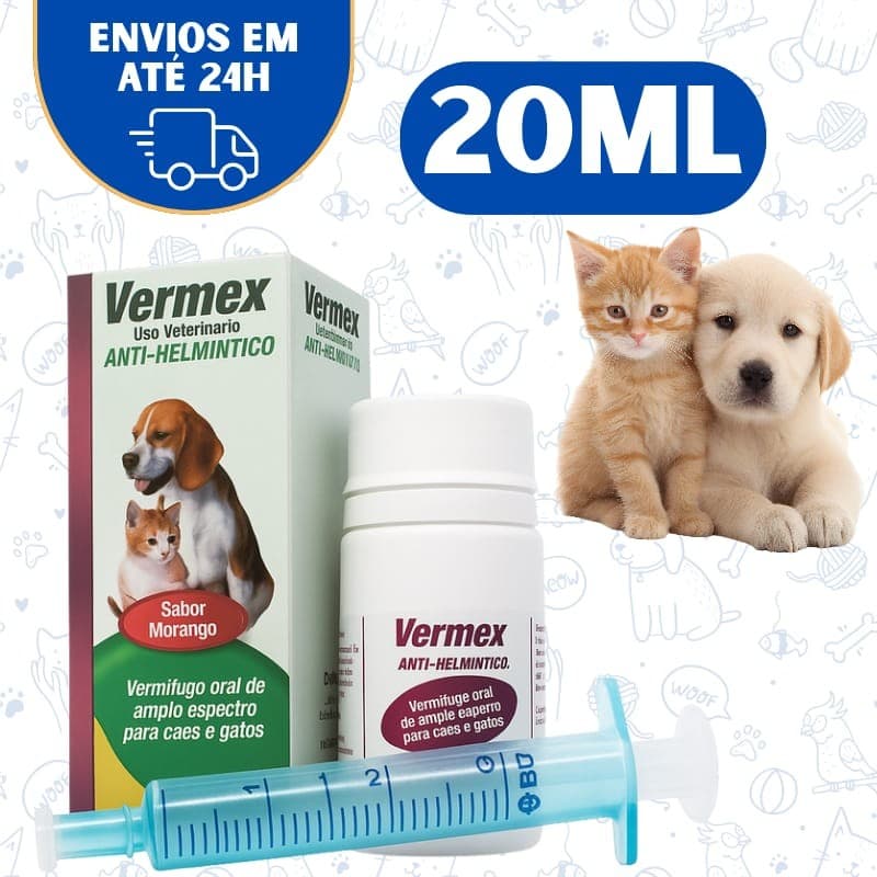 Vermífugo Pet Cães Gato Filhote 20ml Líquido Vermex Original