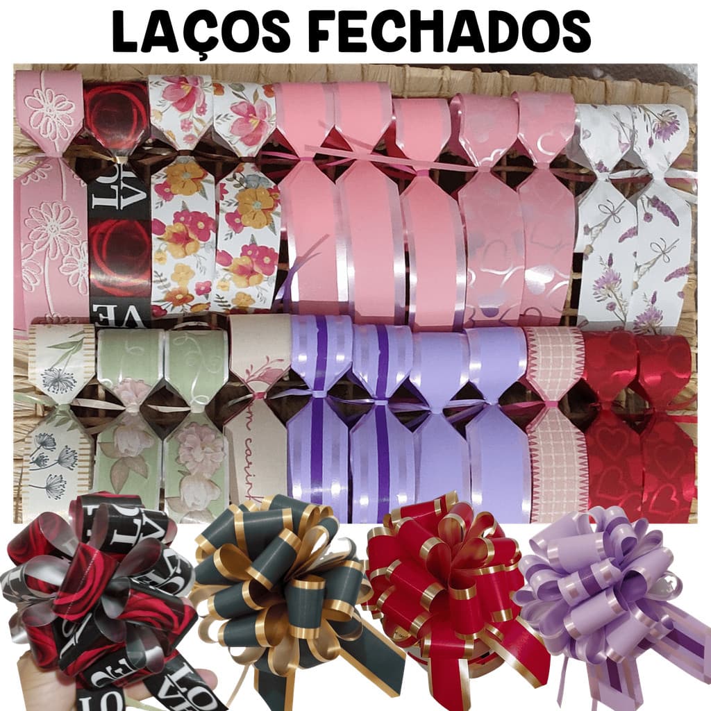 Kit 12 Laços Bola Fechados Pequenos P/ Presentes e Cestas