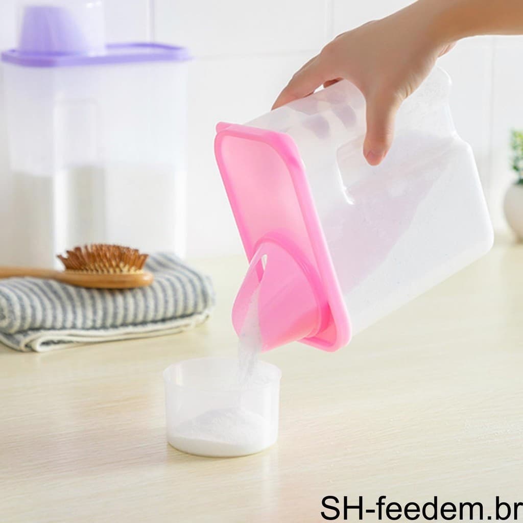 Organizador Plástico para Cozinha ou Lavanderia | Pote com Tampa Dosadora + Medidor | 2,5 Litros ou 1,9 Litros