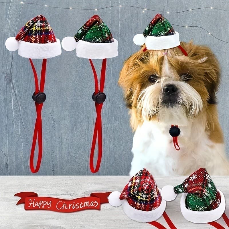 1pc Mini Chapéu Casual De Natal Para Animais De Estimação Ajustável Cães E Gatos Extra Pequenos Acessórios De Férias * *-&-*