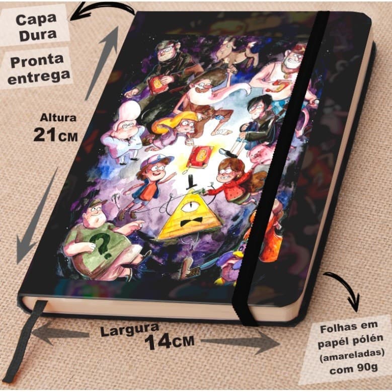Caderno SKETCHBOOK  Gravity Falls capa dura Diário Perdido numero 3.