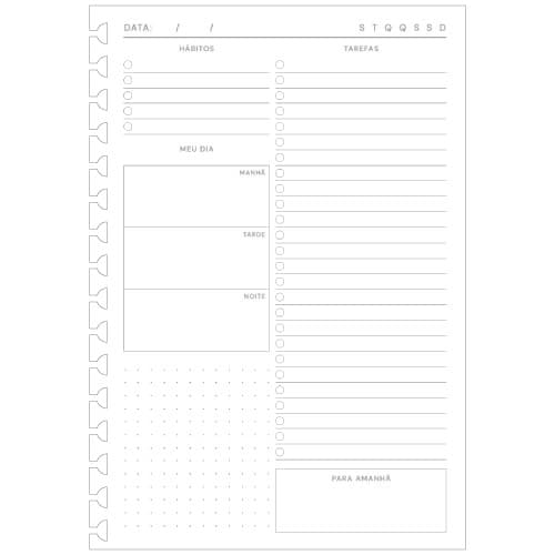 Refil Planner Diário Básico C/ 50 fls 90g/m² Tamanho A5