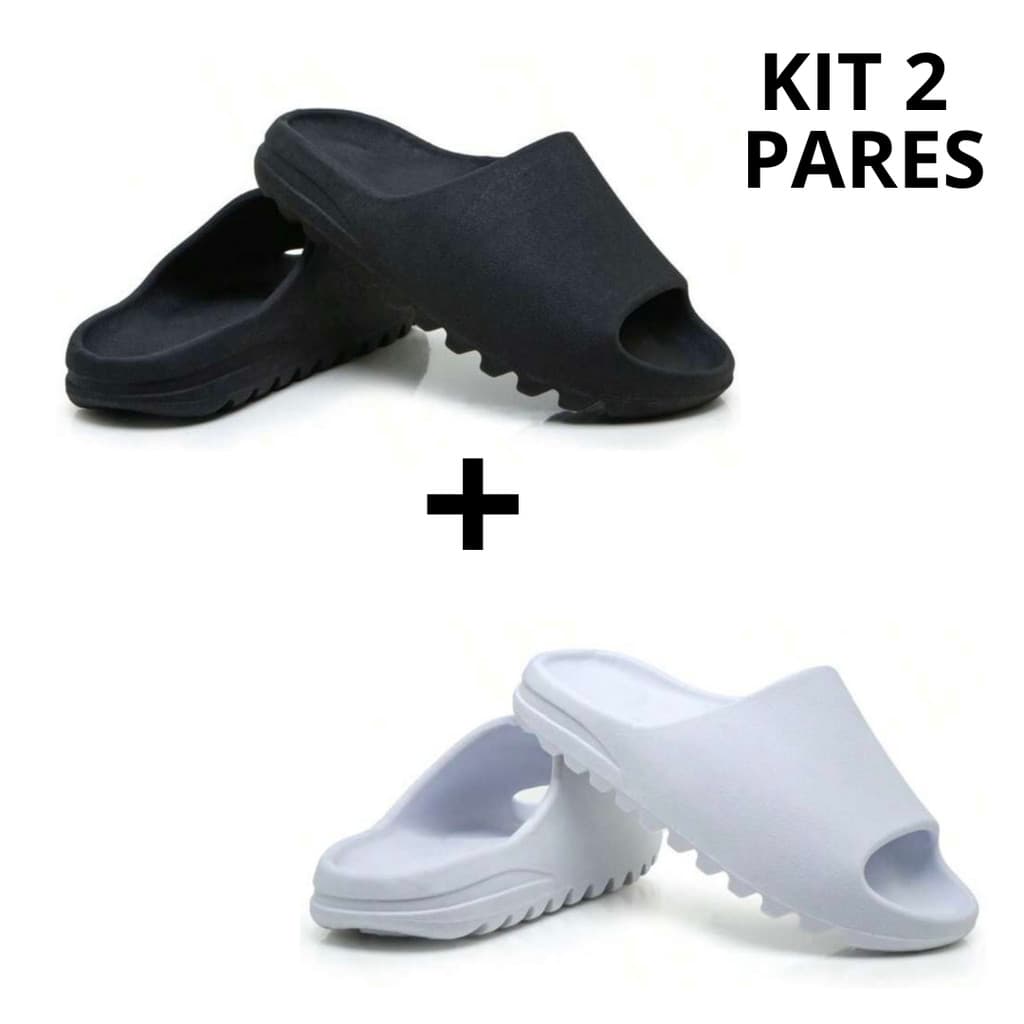 Kit 2 Pares Chinelo Slide Nuvem Yeeze Unissex Leve Confortável Ortopédico Lançamento