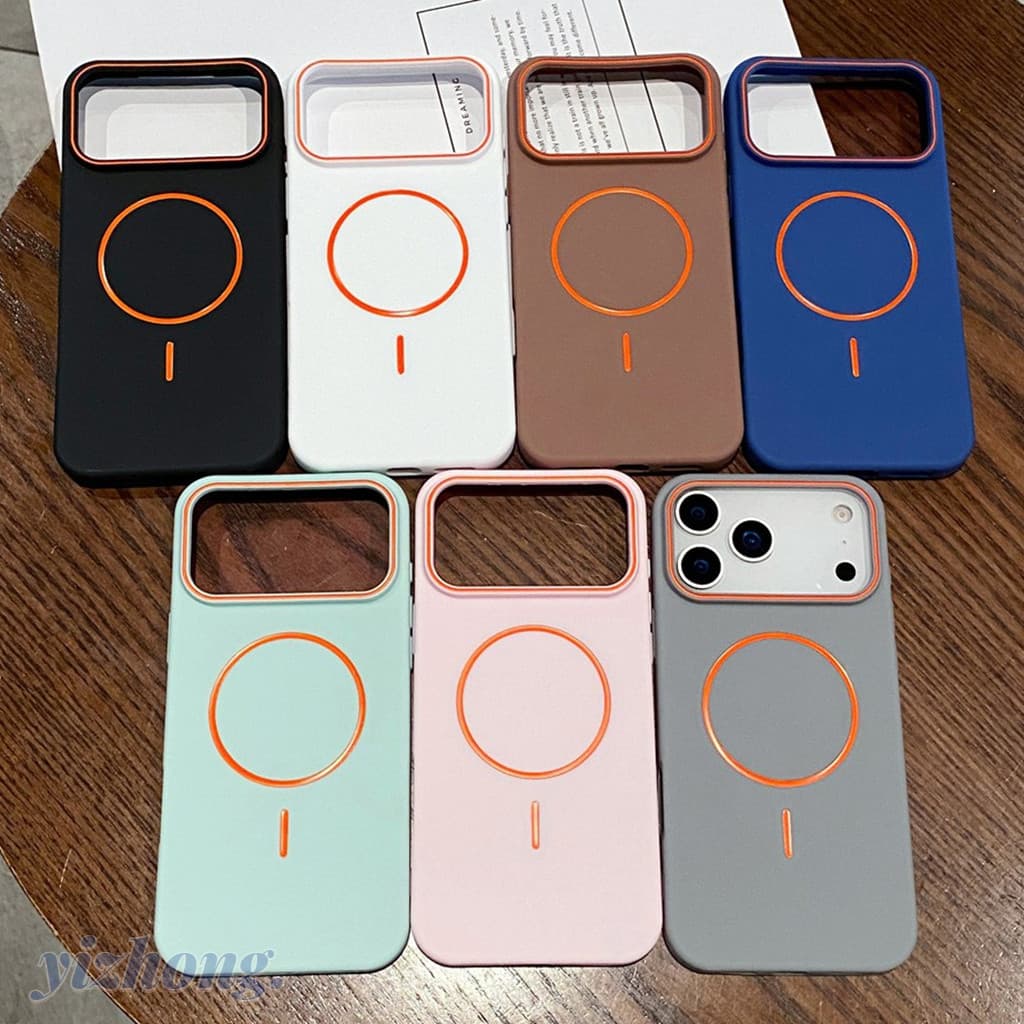 Para iPhone 17 Air 16 15 Pro Max Carregamento Magnético Sem Fio All-match Contraste Cor Unissex Soft TPU Capa Protetora 