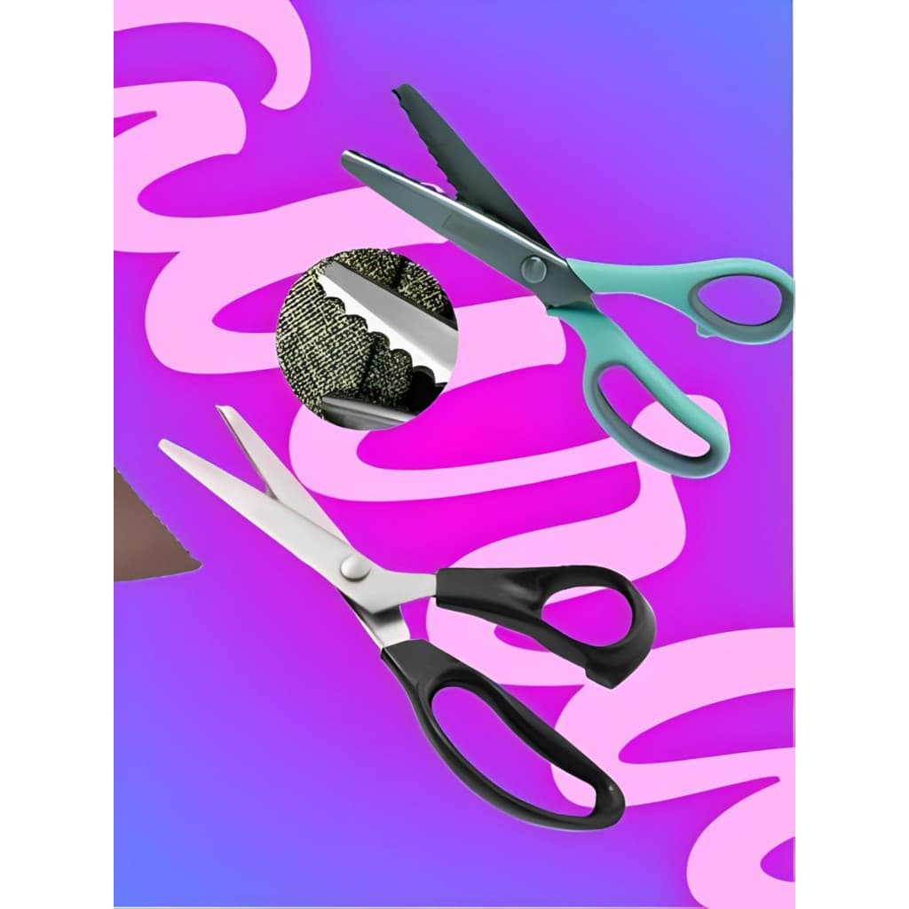 Kit 2 Tesoura De Escalope + Tesoura De Picotar Zig Zag Tecidos