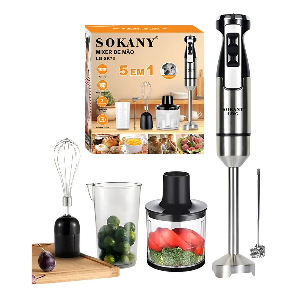Mixer 5 em 1 Sokany 1000W - 220V e110V - Processador Turbo