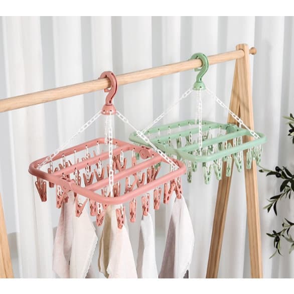 Varal roupa íntima, dobrável, multiuso, com 32 prendedores, para  calcinha, cueca, sutiã, biquíni e meias COR ALETATIO