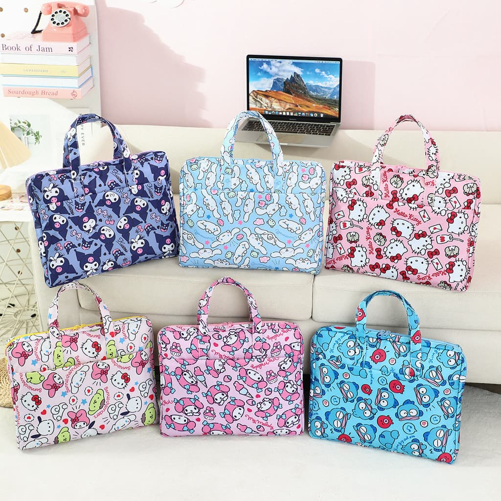 Bonito impresso saco de computador conveniente portátil computador sacola dos desenhos animados cão de orelhas grandes K