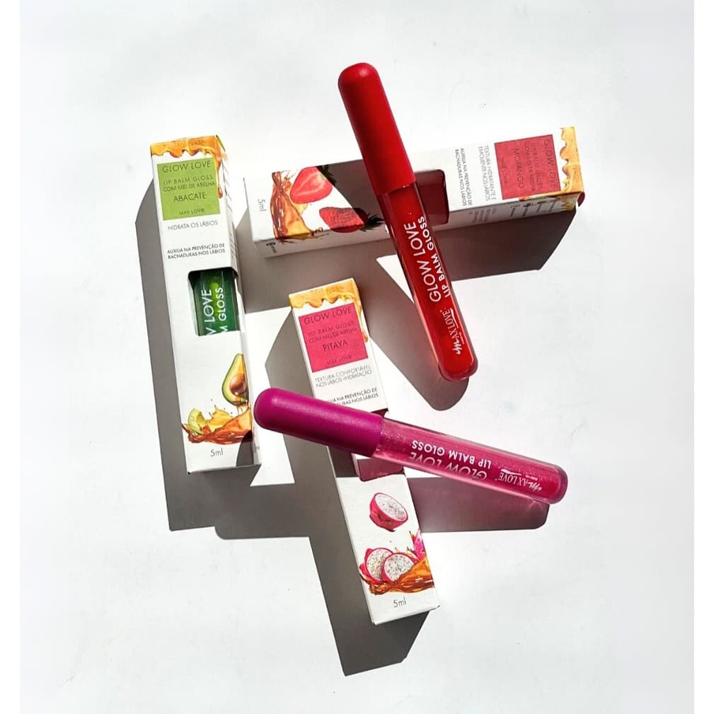 Lip Balm Gloss com Mel de Abelha e Frutas Max Love - Hidrata os Lábios