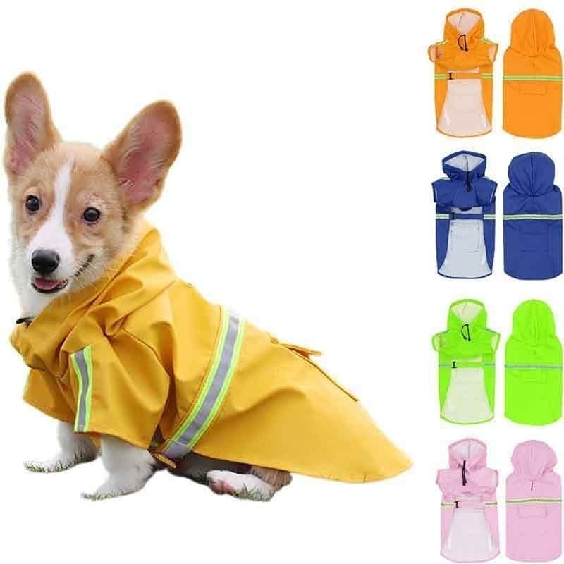 Capa de Chuva para Cães com Capuz, Poncho Refletivo para Cães Pequenos e Grandes e Filhotes, Roupa Impermeável para Anim