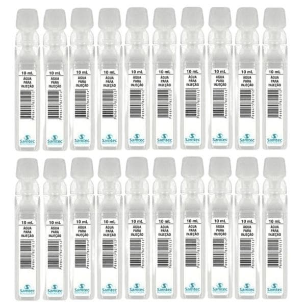 KIT 50un ÁGUA PARA INJEÇÃO 10ml AMPOLA SAMTEC