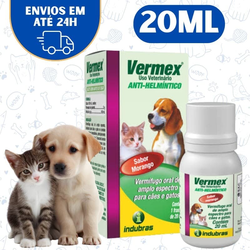 Vermífugo Para Cães Gato Filhote Vermex 20ml Líquido - Caixa Com Frasco Original