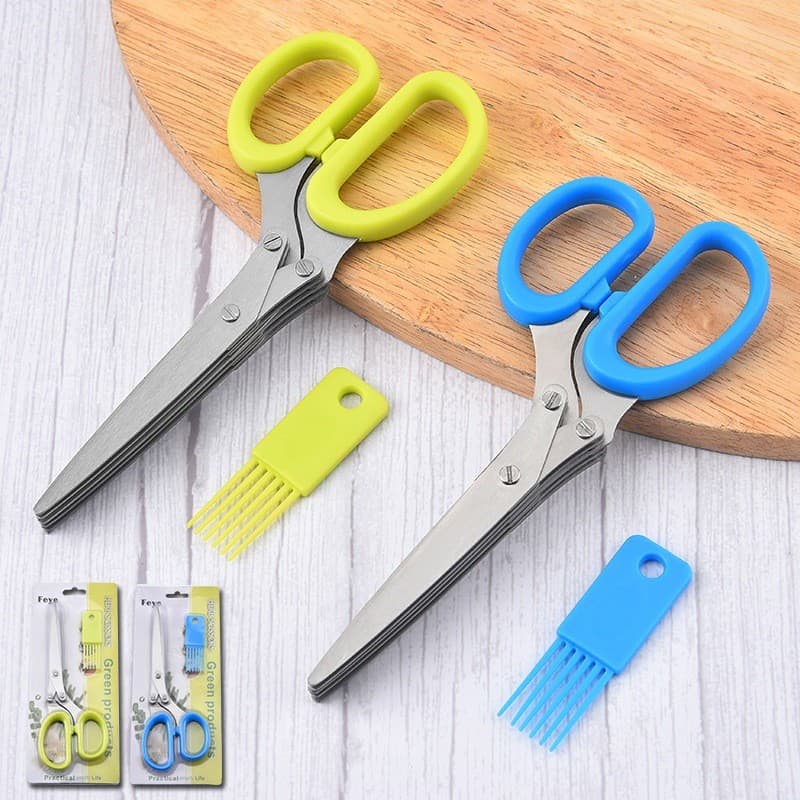 Tesoura De Cozinha Cortar Legume Verdura Com 5 Lâminas/ Com Imã E Abridor De Garrafa