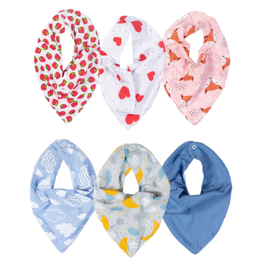 Kit 3 Babador Bandana Algodão Bebê Dupla Face Menina Menino