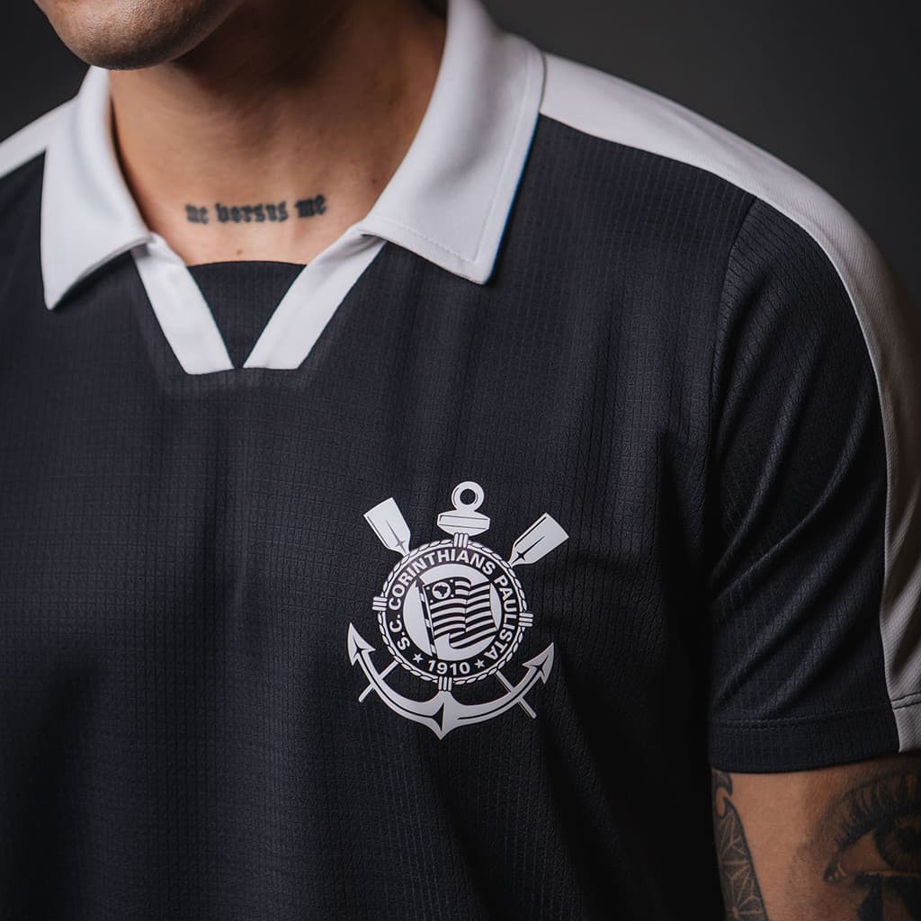 Camisa Polo Corinthians Gola Branca Casual Masculina Oficial