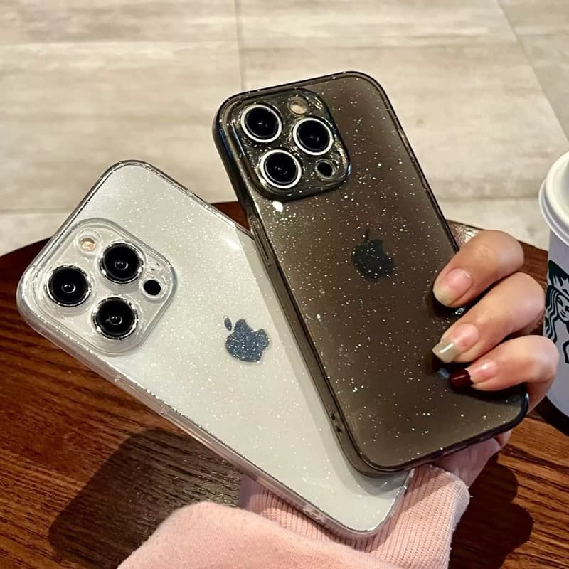 Capinha iPhone XR 11 12 13 14 Plus 15 16 17 Pro Max Glitter Brilho Silicone Camera Fechado Capa Colorida