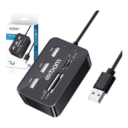 Hub 7 Em 1 3 Usb Leitor De Cartão Micro Sd/sd/ms/mms/m2