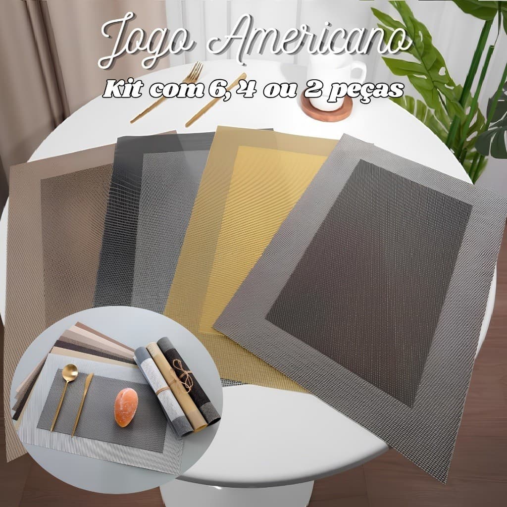 Jogo Americano Com 6 Ou 4 Ou 2 Unidades 30x45Cm E Rústico De Pvc Para Sua Cozinha Elegante