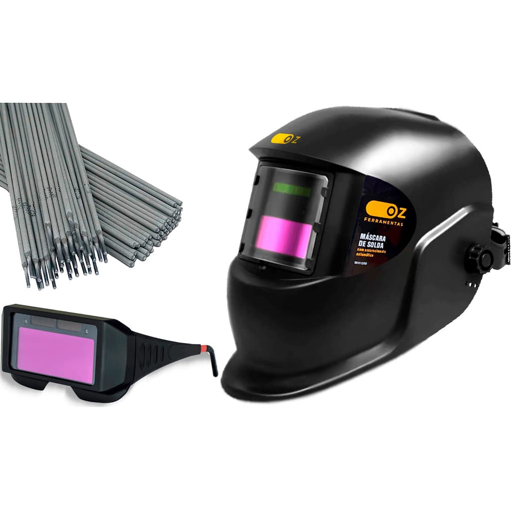 Máscara E Óculos De Solda Auto Escurecimento + Eletrodo